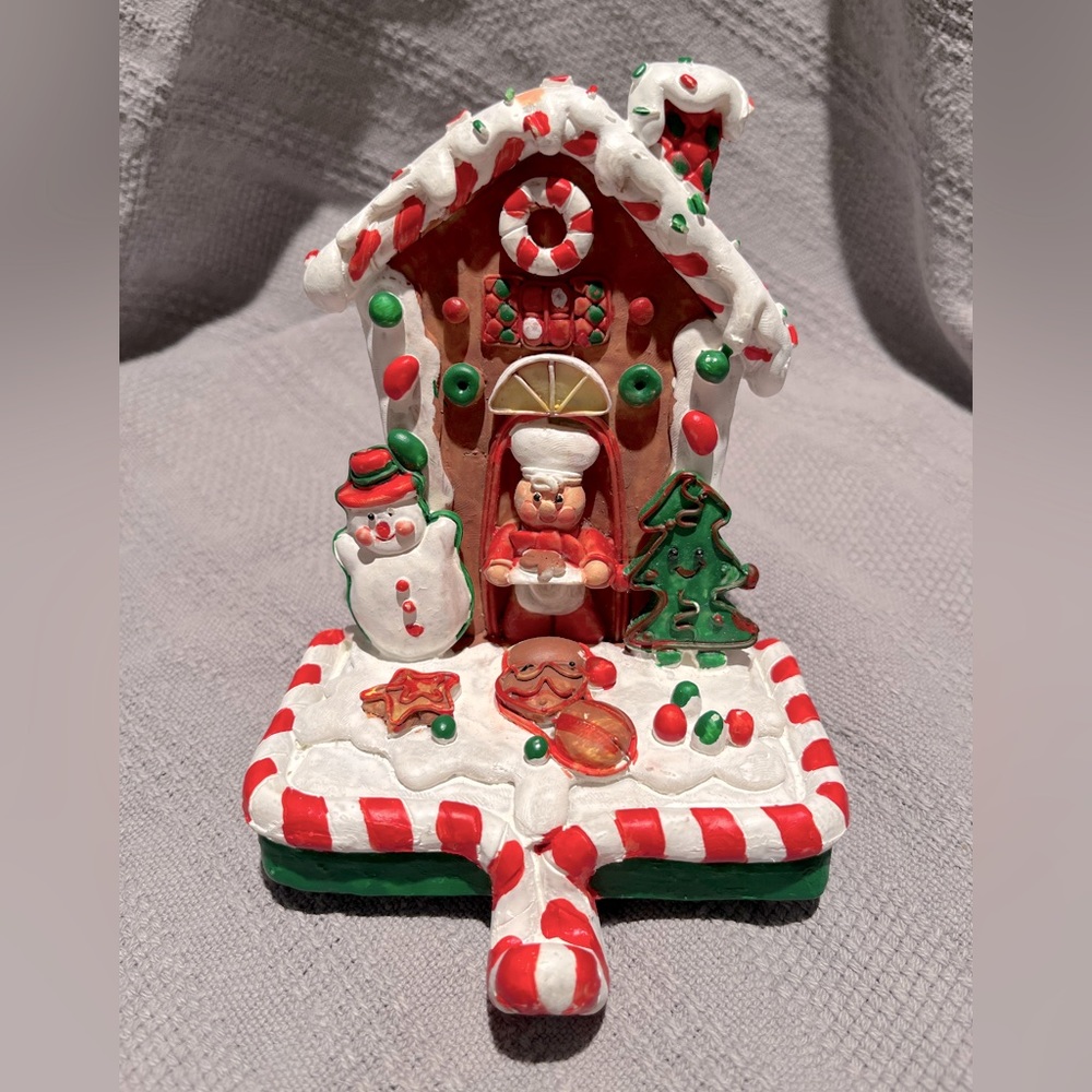 Nostalgic Christmas Polymer Clay Stocking Holder - Gingerbread House